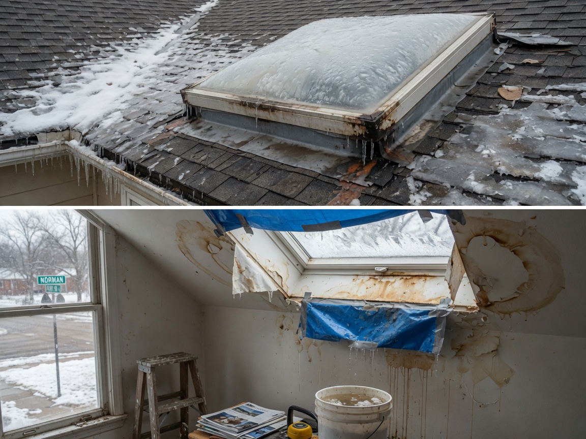 Winter Freeze and Thaw Cycles and Skylight Leaks in Norman